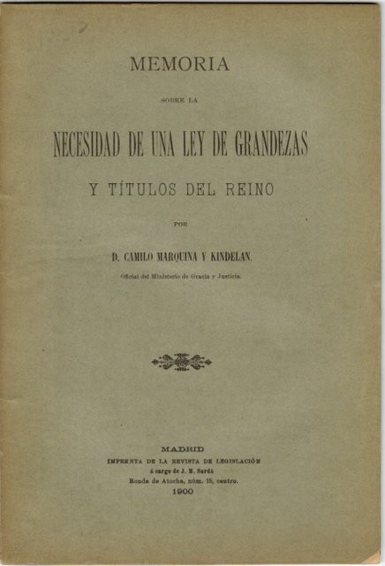 Memoria sobre la necesidad de una ley de grandezas