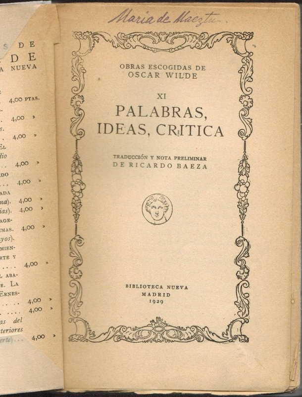 Palabras, ideas, crítica. Traducción y nota preliminar de Ricardo Baeza