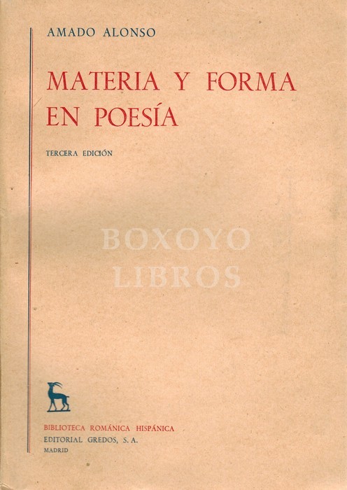 Materia y forma en poesía. Tercera edición
