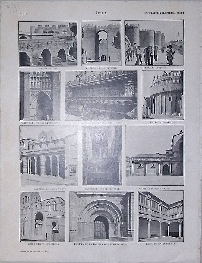 Enciclopedia Ilustrada Seguí. Plano y vistas de la ciudad de Ávila