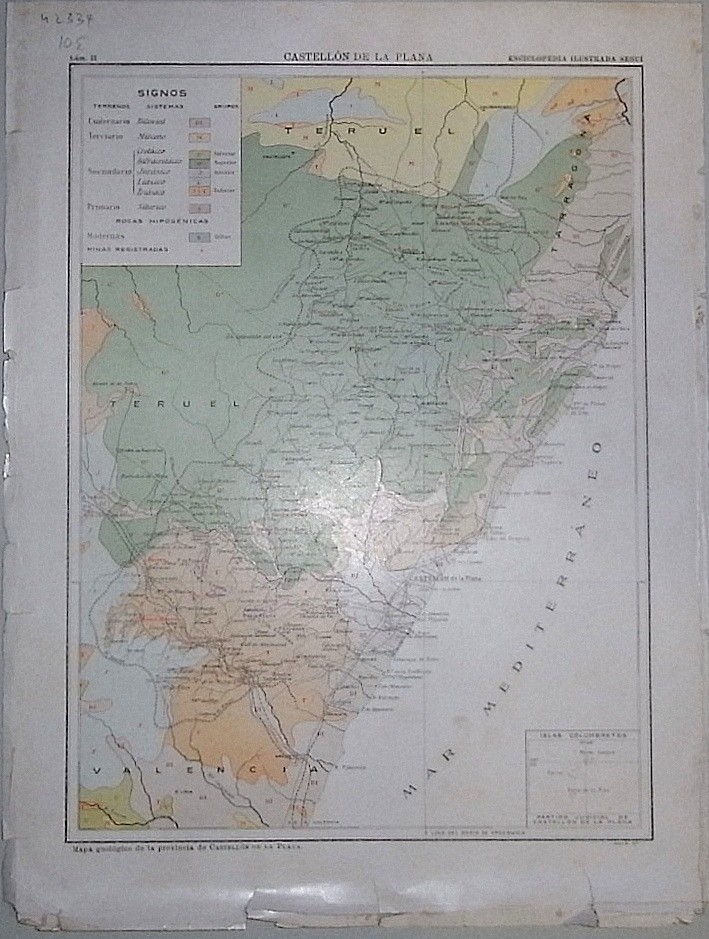 Enciclopedia Ilustrada Seguí. Mapa General y Geológico de la provincia de Castellón de la Plana
