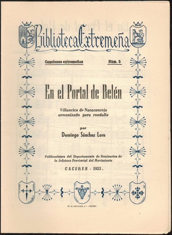 En el portal de Belén. Villancico de Navaconcejo, armonizada para rondalla, por.../