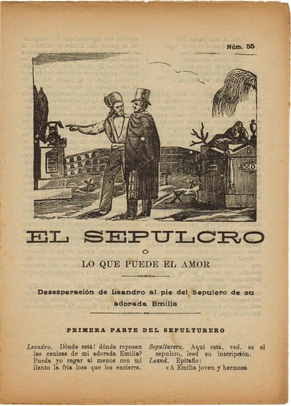 El Sepulcro o lo que puede el amor. Desesperación de Leandro al pie del Sepulcro de su adorada Emilia/ Canción del sepulcro. Primera parte del sepulturero