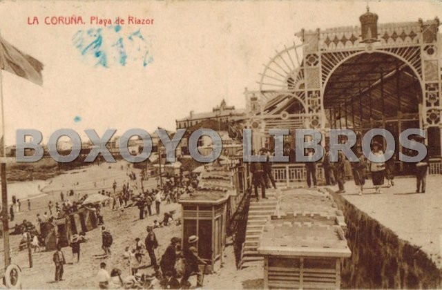 Tarjeta Postal. La Coruña. Playa de Riazor