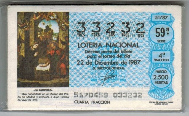 Lotería Nacional año completo 1987. 51 billetes