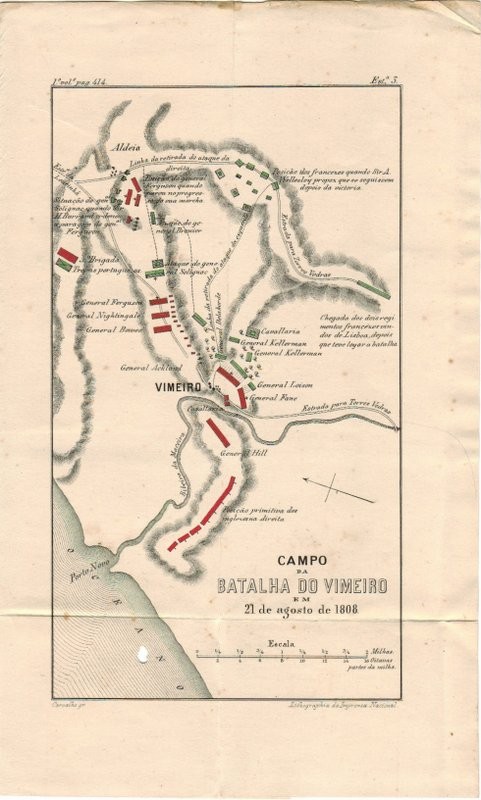 Campo da batalha do Vimeiro em 21 de agosto de 1808. Grabado de Carvalho