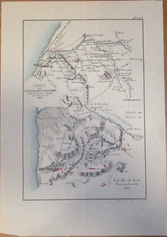 Planta das operaçôes á volta de Bayonna desde Dezembre de 1813 até Fevereiro de 1814. Batalha de 10 de Dezembre de 1813
