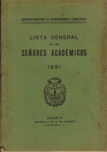Lista General de los Señores Académicos