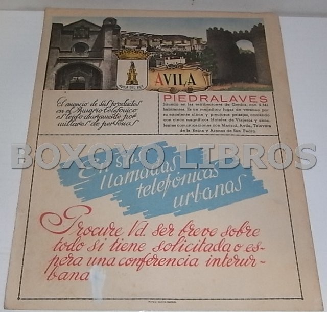 Mapa de la provincia de Ávila. Anuario Telefónico de la Compañía Telefónica Nacional de España (CTNE)