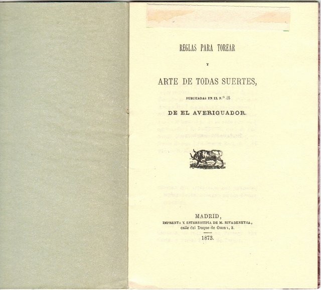 Reglas para torear y Arte de todas suertes. Publicads en el nº 15 de El Averiguador