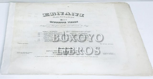 Ernani. Dramma lirico in quattro parti. Musica di Giuseppe Verdi. Riduzione per pianoforte a quattro mani del maestro L. Truzzi. Parte II: 9. Duetto-Finale II 'Esci.. a te..scegli..seguimi'