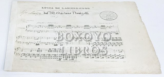 Lucia di Lammermoor. Dramma tragico. Posto in Musica dal M. Gaetano Donizetti. Ridotto per Piano Forte: Duetto (Asthon ! Si)