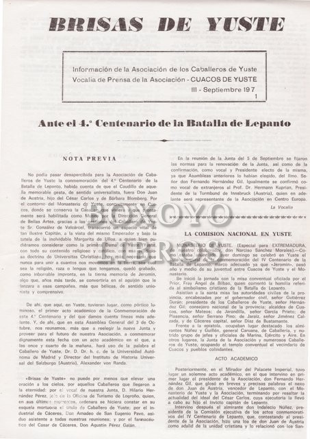 Brisas de Yuste VI. Información de la Asociación de los Caballeros de Yuste
