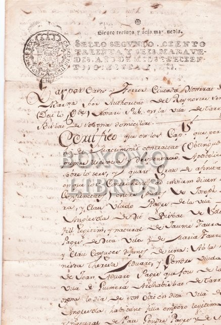 Tárrega. Testimonio notarial de unas capitulaciones matrimoniales