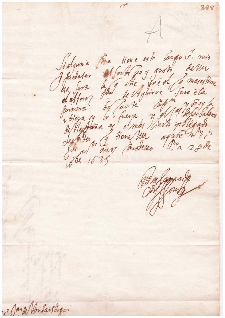 Carta del duque de Fernandina, García Álvarez de Toledo y Osorio