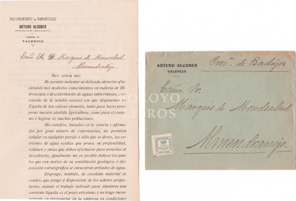 Flatelia. Sobre y carta. Sello 1/4.Corona Real, cortado