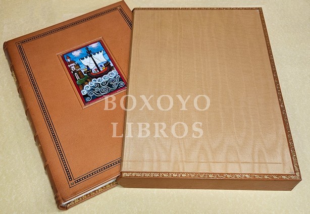 Liber Sancti Iacobi. Codex calixtinus Libro tercero. Comienza el Libro I de Santiago el de Zebedeo, patrón de Galicia, sobre la traslación del Santo. Ilustrado por Celedonio Perellón