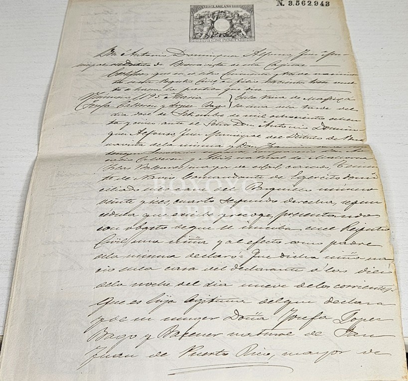 Acta de Nacimiento, 1885. Madrid, Buenavista